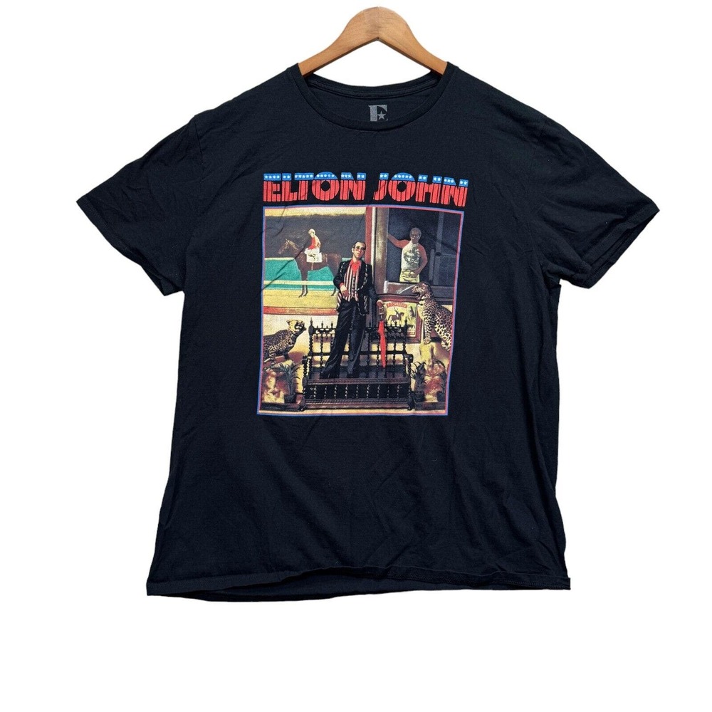 Elton John Circus T-Shirt Men's Sz XL Black Indie Rock Music 90s E Brand